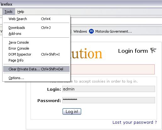 Clear Private Data