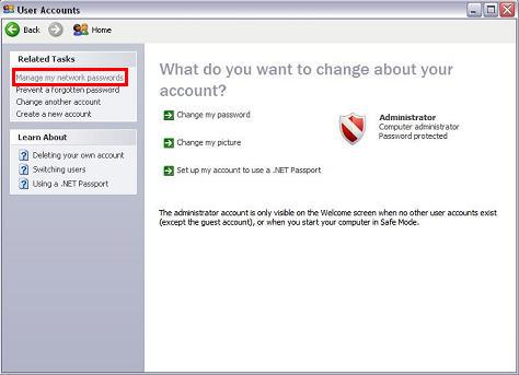 User Account Window